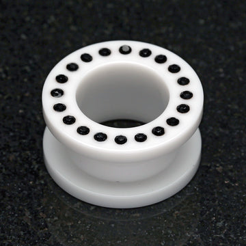 Detail View 1 of A Pair of Gems Encircle Screw-Fit Ear Gauge Tunnel Plug-White/Black